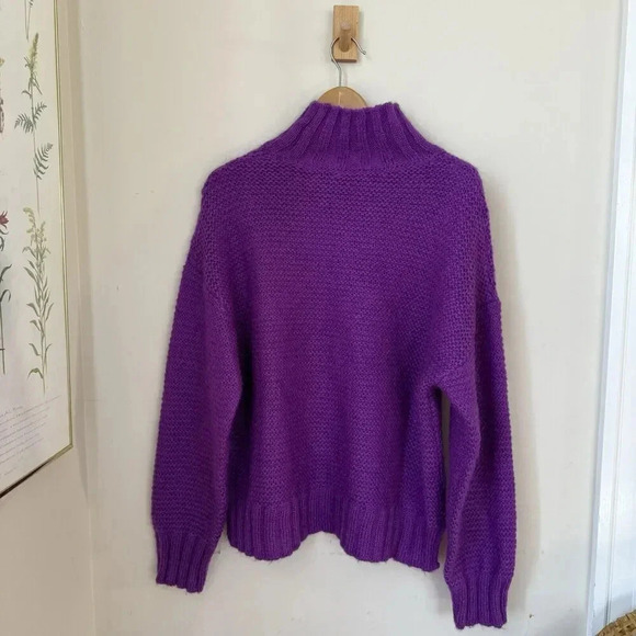 Baum Und Pferdgarten Women's Purple Mohair Blend Mockneck Ribbed Sweater Large - Picture 2 of 7